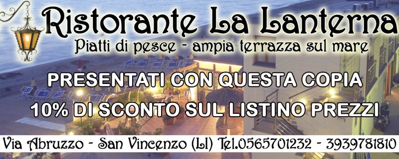 Sconto 10% Ristorante la LAnterna San Vincenzo (LI)